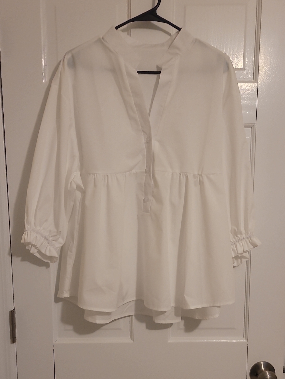 Women’s White Peplum Popover Top